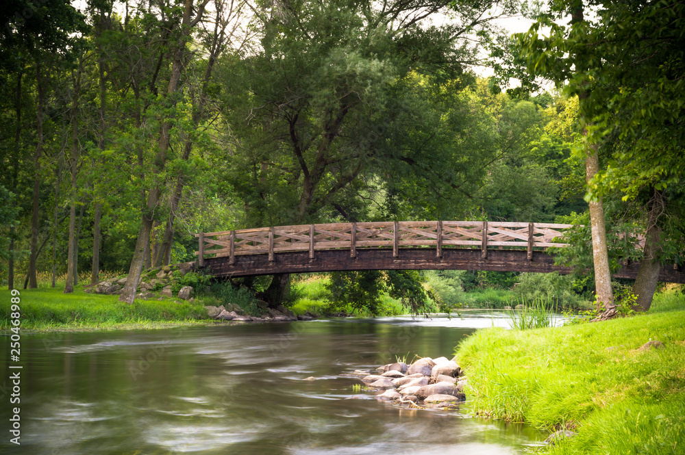 Covered bridge park in Cedarburg Wisconsin during summer