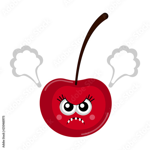 Isolated angry cherry cartoon. Vector illustration design