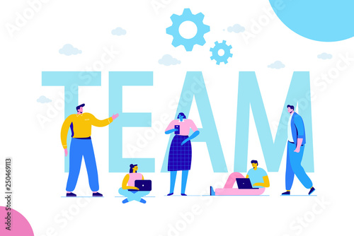 Business Team. Team Work, Partnership, Leadership Concept. Flat Vector illustration.