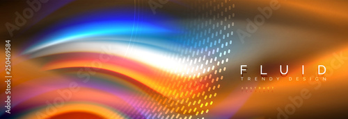 Fluid colors mixing glowing neon wave background, holographic texture