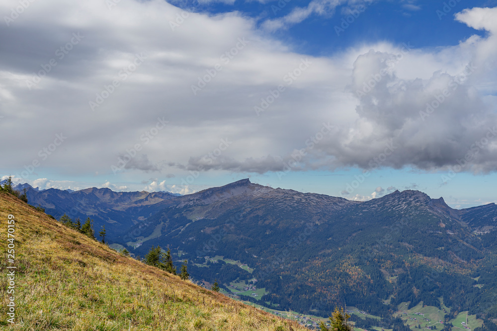 Oberstdorf - View from Fellhorn mountain Ridge Hiking path to Hoher Ifen at Kleinwalsertal, Bavaria, Germany, 27.09.2017 Oberstdorf - View from Fellhorn mountain Ridge Hiking path to Hoher Ifen at Kleinwalsertal, Bavaria, Germany, 27.09.2017