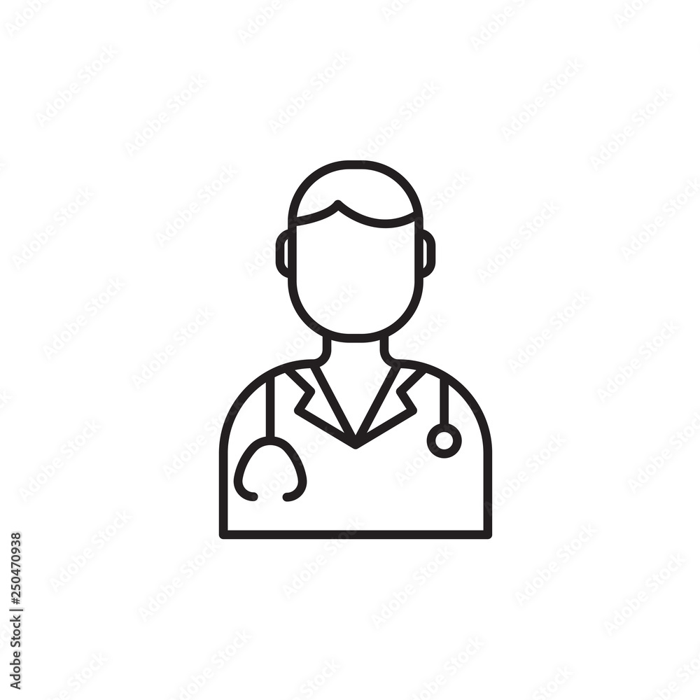 Modern medical line icon of doctor. Dentist linear symbol. Outline clinic logo for polyclinics. Obstetrics design element for sites, hospitals. Medical business simple logotype, maternity sign. 