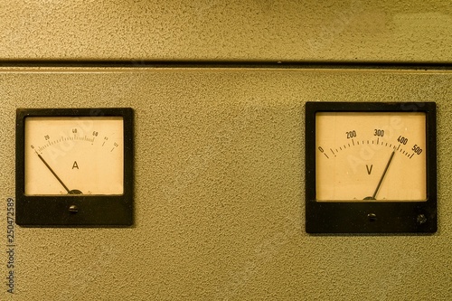 Analog ampere meter or amp meter and analog voltmeter