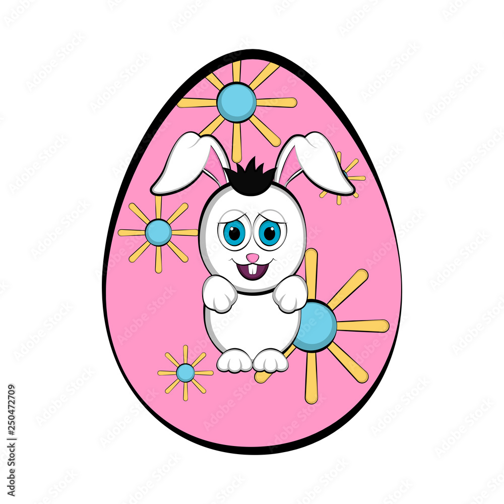 Easter egg with a cute bunny cartoon. Vector illustration design Easter egg with a cute bunny cartoon. Vector illustration design