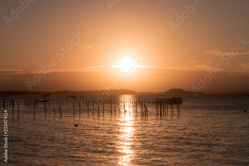 beautiful sunset on the beach called "ponta do mutá", barra grande, bahia, brazil