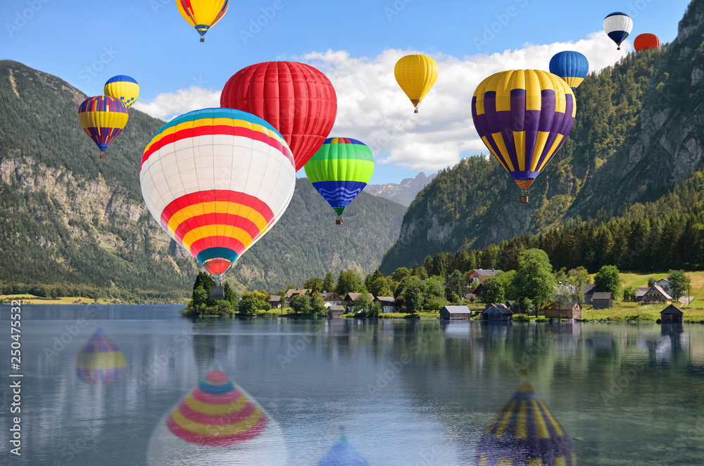 Fototapeta premium Beautiful landscape with mountains and river on sunny day