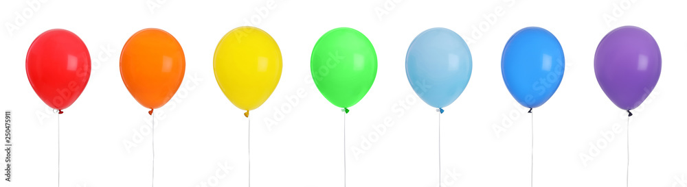 Set of bright colorful air balloons on white background Set of bright colorful air balloons on white background
