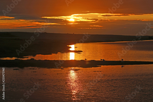 Fleet Basin, Dorset at sunset photo