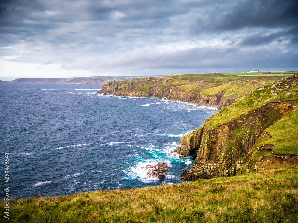 Famous Landmark in Cornwall - Lands End at the Celtic Sea