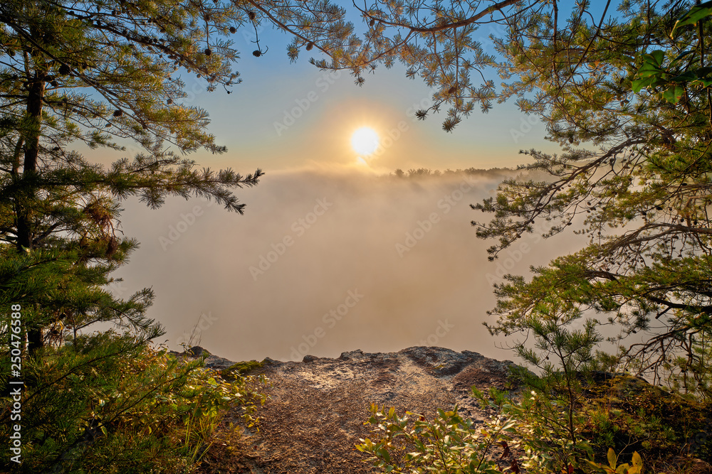 Sunrise Through Fog at  Big South Fork National River and Recreation Area, TN