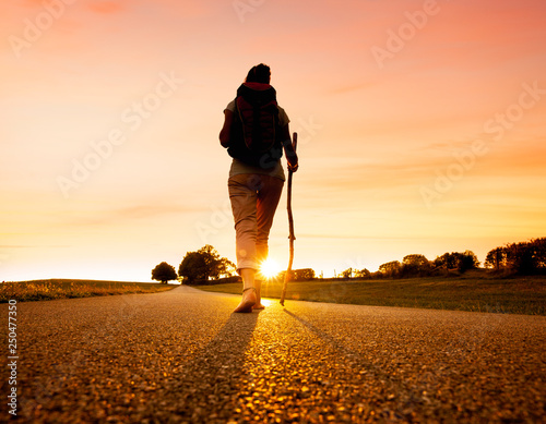 Pilgrim woman at Sunset photo