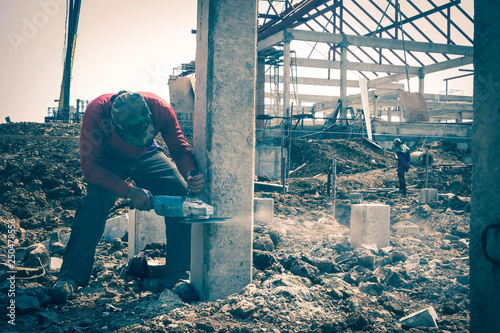 Construction work in the job site