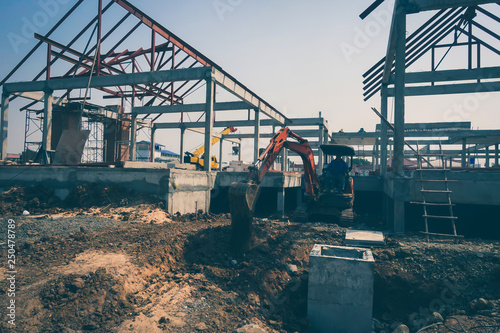 Construction work in the job site