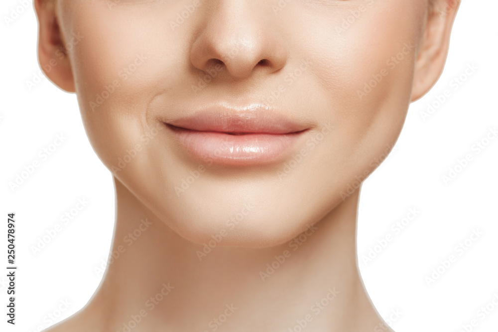 The beautiful female face. The perfect and clean skin of face on white. The beauty, care, skin, treatment, health, spa, cosmetic concept The beautiful female face. The perfect and clean skin of face on white. The beauty, care, skin, treatment, health, spa, cosmetic concept
