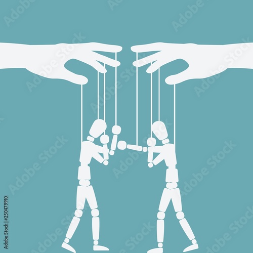 hands with boxing puppets