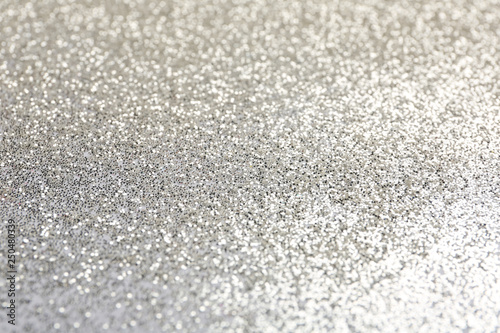 Closeup view of sparkling silver glitter background