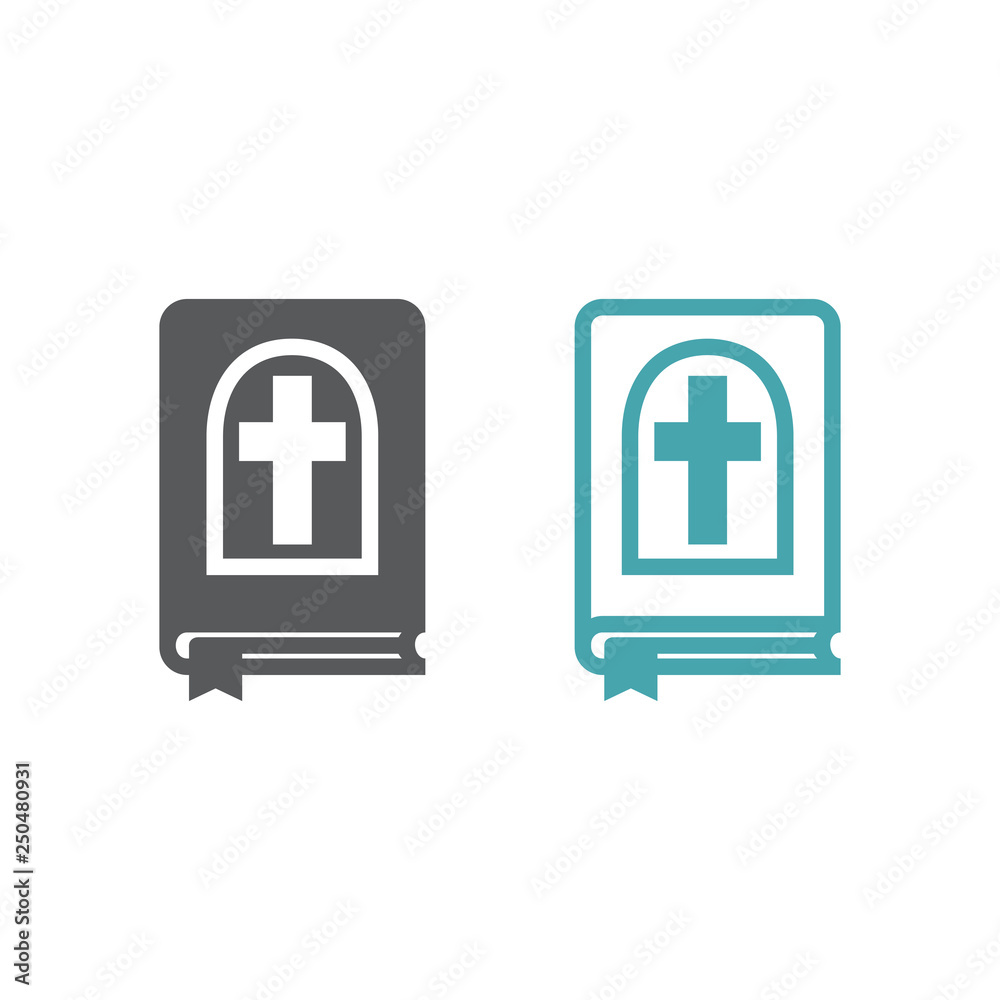 Vector illustration of the book Bible. Set of two vector icons. Flat design Monochrome Vector illustration of the book Bible. Set of two vector icons. Flat design Monochrome