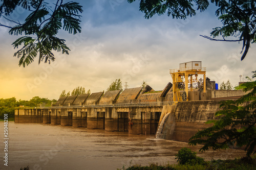 The Pak Mun Dam, a barrage dam and run-of-the-river hydroelectric plant of the Mun river in Ubon Ratchathani Province, Thailand. It was supported from the World Bank and completed in 1994.