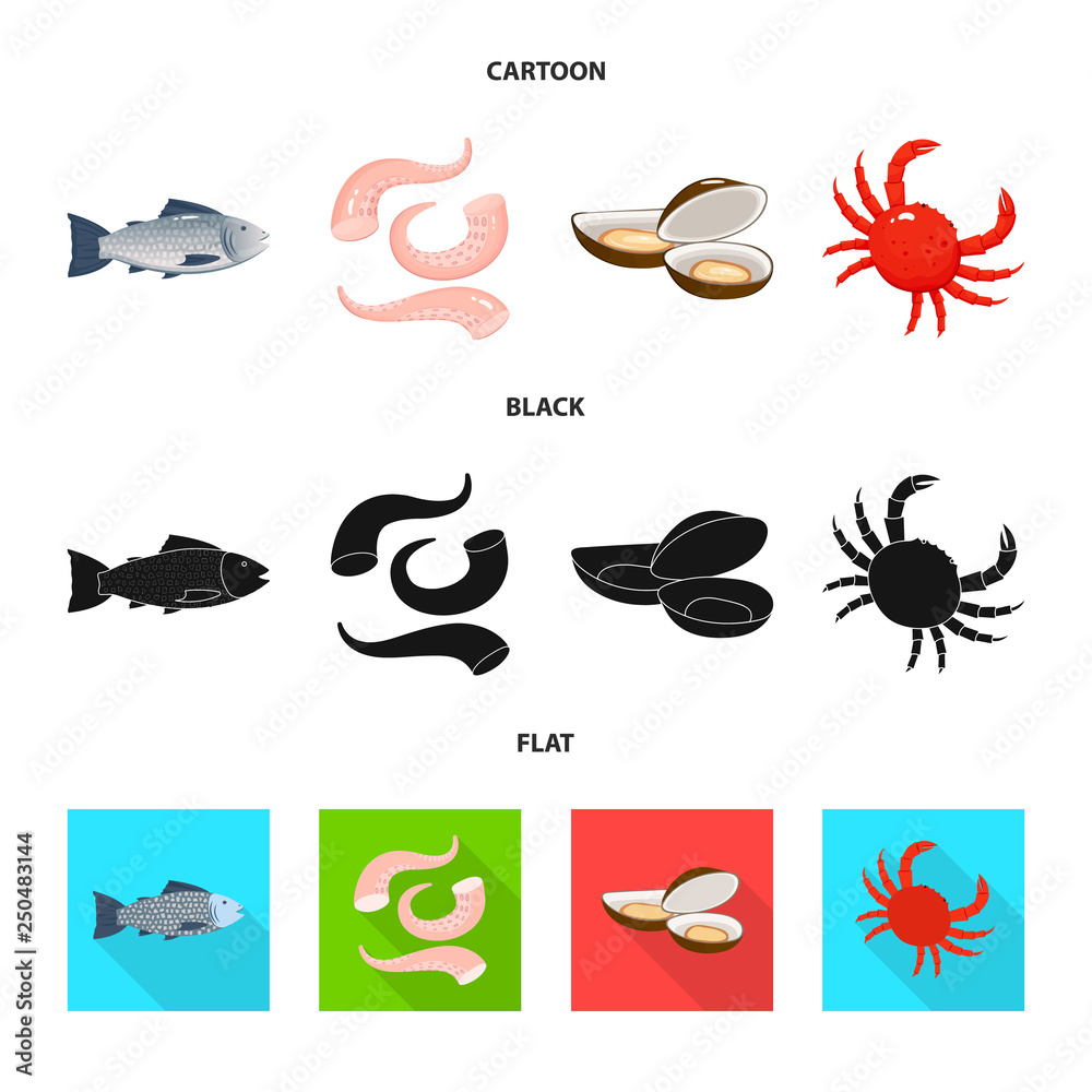 Isolated object of fresh  and restaurant icon. Set of fresh  and marine   stock vector illustration.