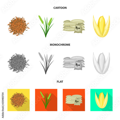 Vector illustration of crop and ecological symbol. Set of crop and cooking stock symbol for web.