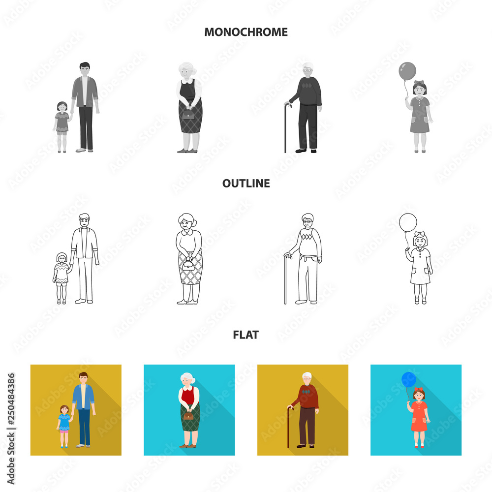 Vector illustration of character and avatar  logo. Collection of character and portrait stock symbol for web.