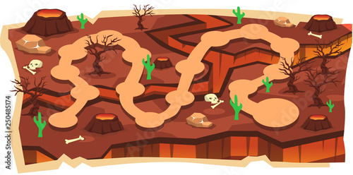 Foto Volcano Magma 2D Game Maps with Path and Earthquake Land, Skull, Bone, Lava, Cac