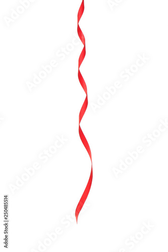 Beautiful satin ribbon on white background. Festive decoration