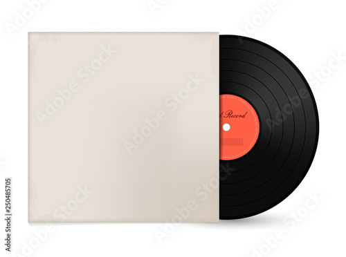 Gramophone vinyl LP record with cover mockup