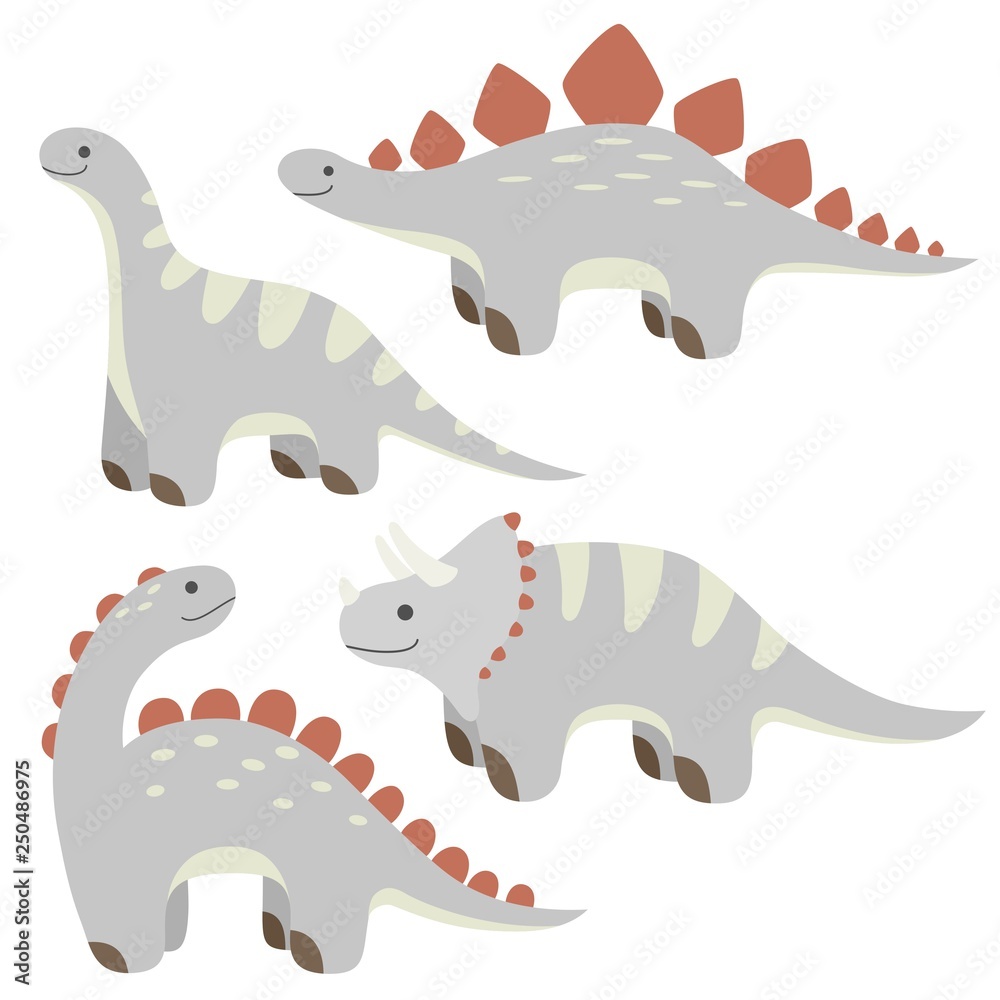 Obraz premium Set of cute dinosaurs. Vector illustration.