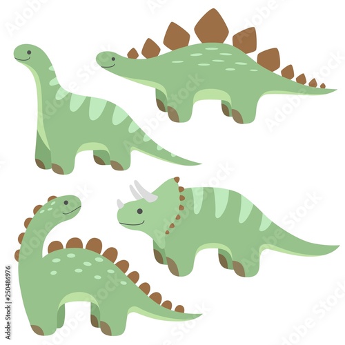 Set of cute dinosaurs. Vector illustration. © Aleksandra
