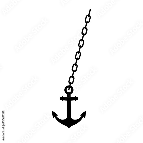 Anchor chain, Ship anchor or boat anchor flat icon