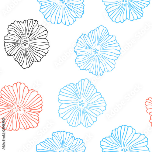 Light Blue  Yellow vector seamless abstract background with flowers.
