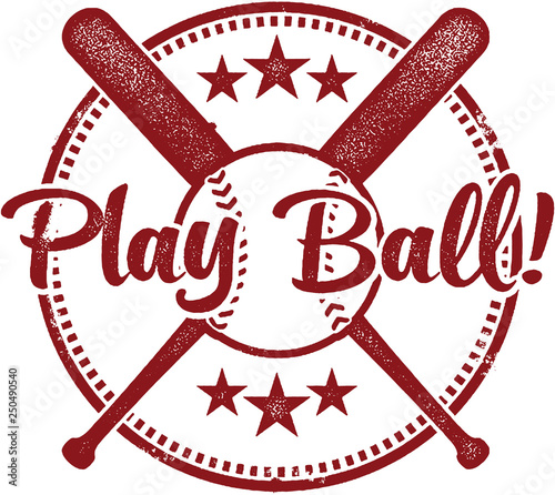 Play Ball Baseball Sports Vintage Stamp