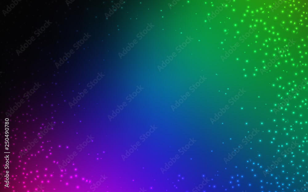 Dark Multicolor vector template with space stars.