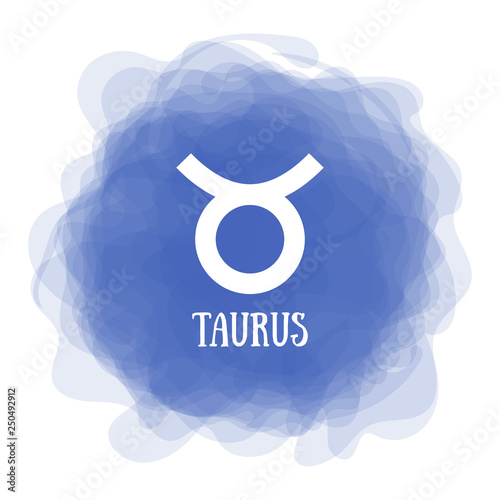 Taurus. Zodiac sign. Astrological calendar. Zodiacal color vector horoscope. Smoky circle. Line symbol