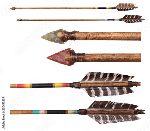 Canvas Print Handmade native American replica arrows isolated on white