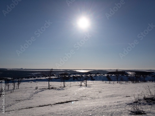 winter landscape and snow on the ground