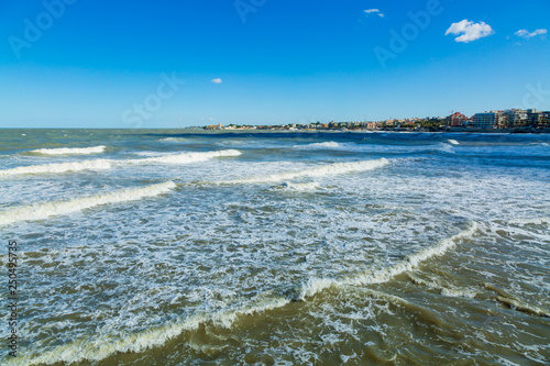 Fototapeta Naklejka Na Ścianę i Meble -  Waves on Adriatic sea in Barletta city, region Puglia, Italy
