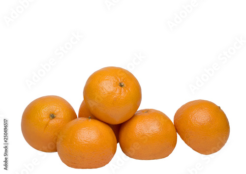 ripe tangerines on a white background
