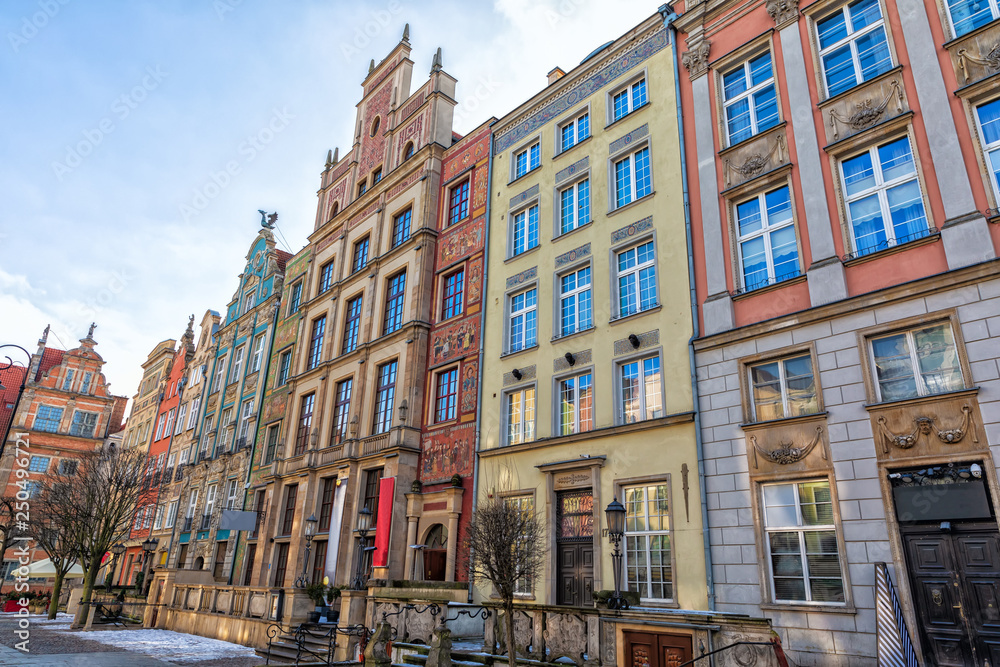 Medieval facades of Gdansk, Long Market street, Poland
