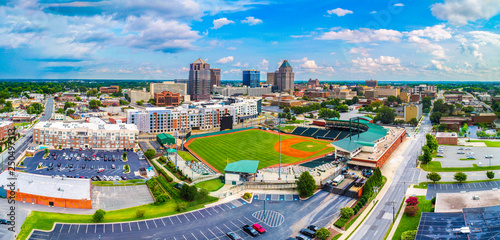 Aerial of Downtown Greensboro North Carolina NC Skyline photo