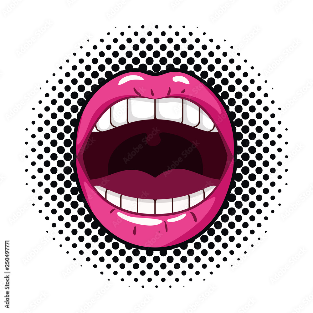 Naklejka premium female mouth pop art style isolated icon
