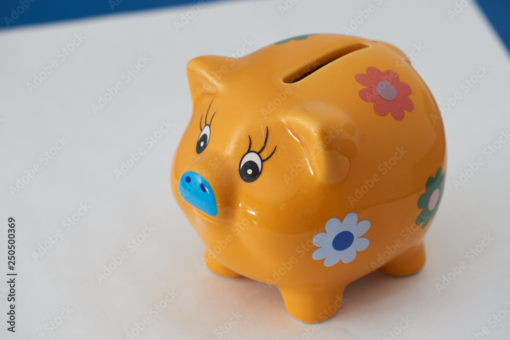 Sparschwein orange mit Blumen