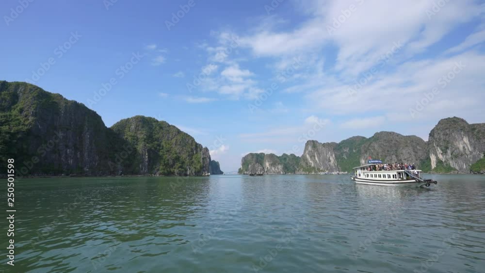 Cruising scenic view of mountains viewpoint at Ha Long Bay Hanoi, Vietnam. World Heritage Asian National Park Cruising scenic view of mountains viewpoint at Ha Long Bay Hanoi, Vietnam. World Heritage Asian National Park