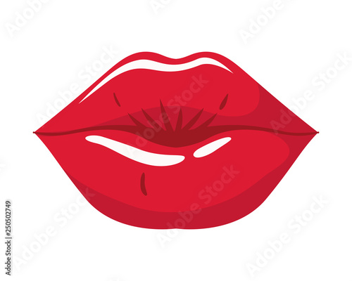 Photo female lips pop art style isolated icon