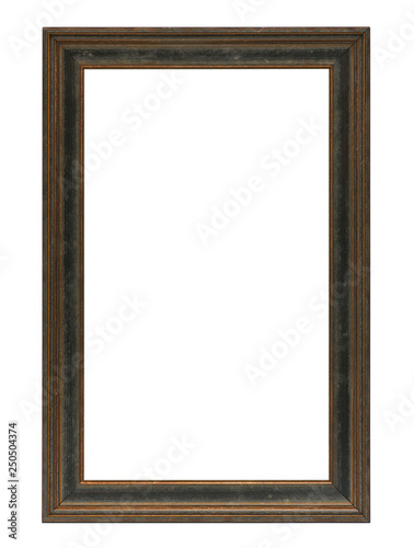 DARK WOOD PICTURE FRAME ISOLATED ON WHITE BACKGROUND