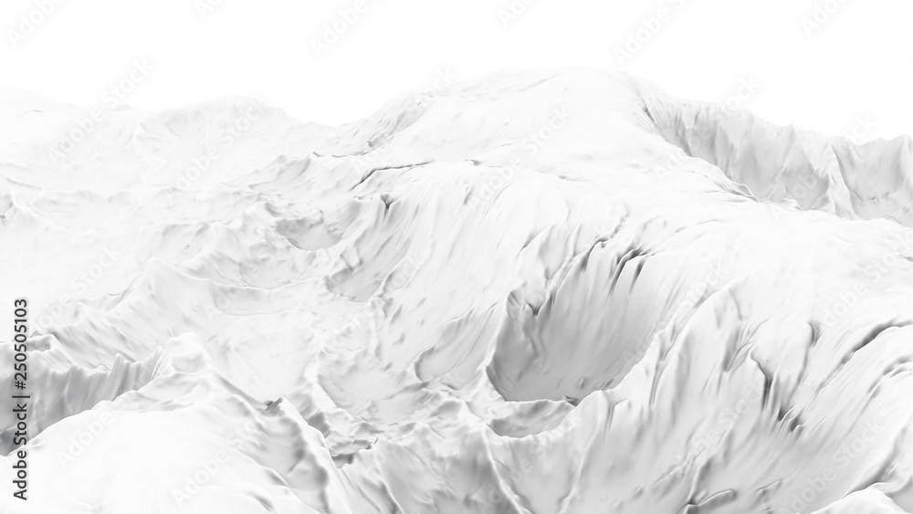 Obraz White abstract terrain background 3d illustration