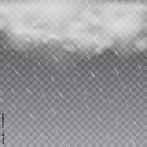 Foggy rainy weather in transparent background. Vector