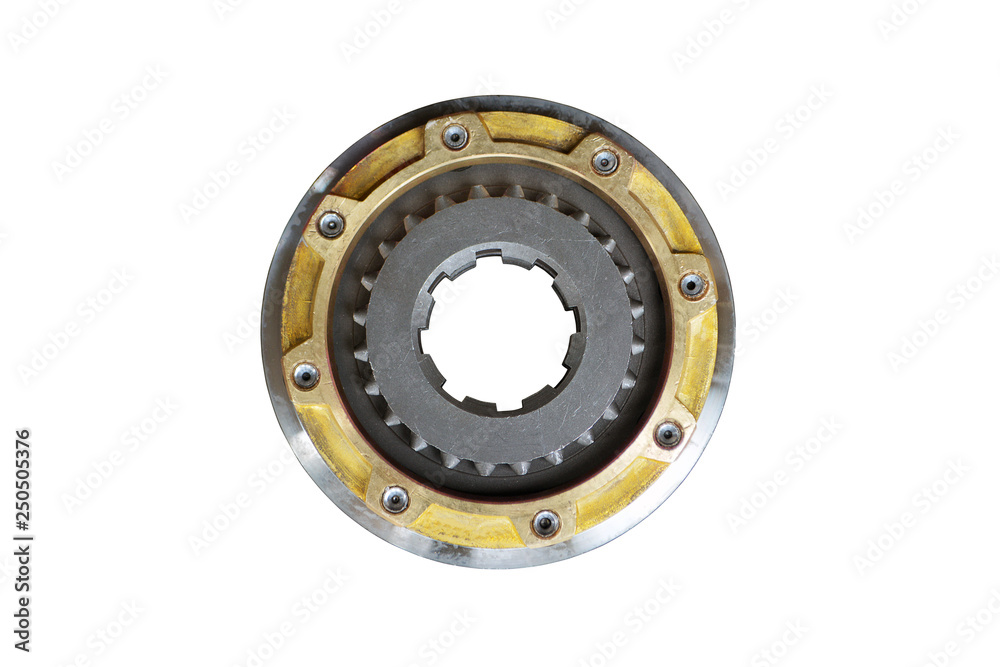 synchronizer gear box of the tractor on isolated white background synchronizer gear box of the tractor on isolated white background