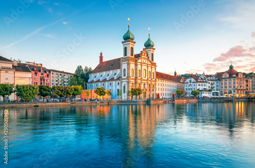Scenic historic city center of Lucerne with famous buildings and lake Lucerne (Vierwaldstattersee), Canton of Lucerne, Switzerland © Rastislav Sedlak SK